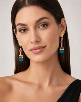 Kolczyki damskie Coeur de Lion 2838211500 GeoCUBE® Iconic Multicolor Boho Goldf (2).jpg