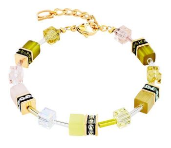 Bransoletka damska Coeur de Lion GeoCUBE® Iconic Olive Blossom 283830-0901 – złota, oliwkowo-zielona (1).jpg