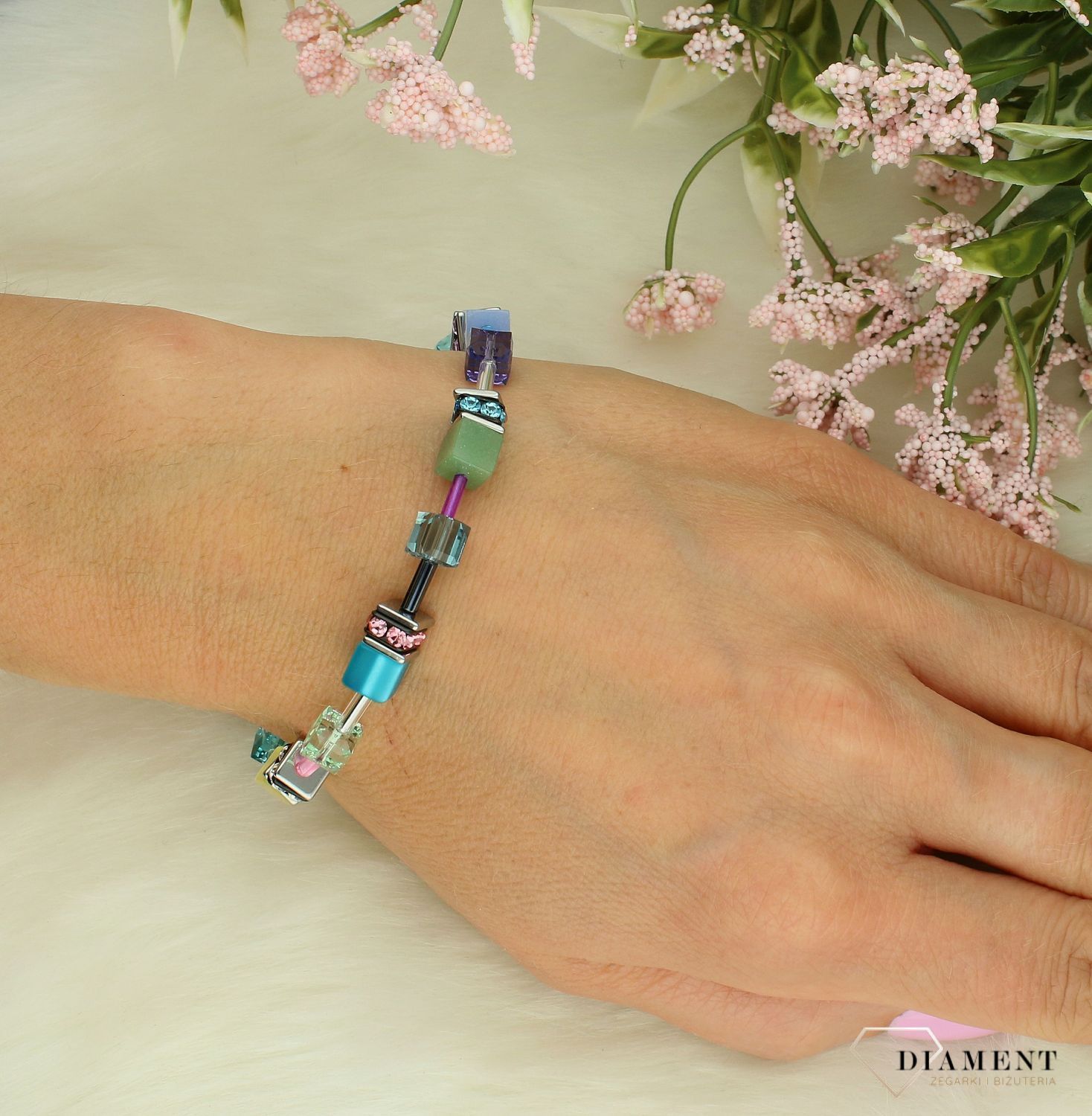 Bransoletka damska Swarovski Coeur de Lion Iconic srebrno-pastelowa 2838301580. Bransoletka damska stalowa. Bransoletka z kryształkami Swarovskiego. Bransoletka damska na prezent. Bransoletka damska Coeur de Lion (2).jpg