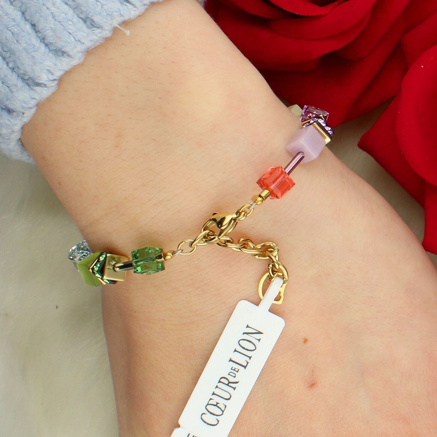 Bransoletka damska Coeur de Lion GeoCUBE® Iconic Spicy Sweetness 2838301584 – złota, multikolor (2).jpg