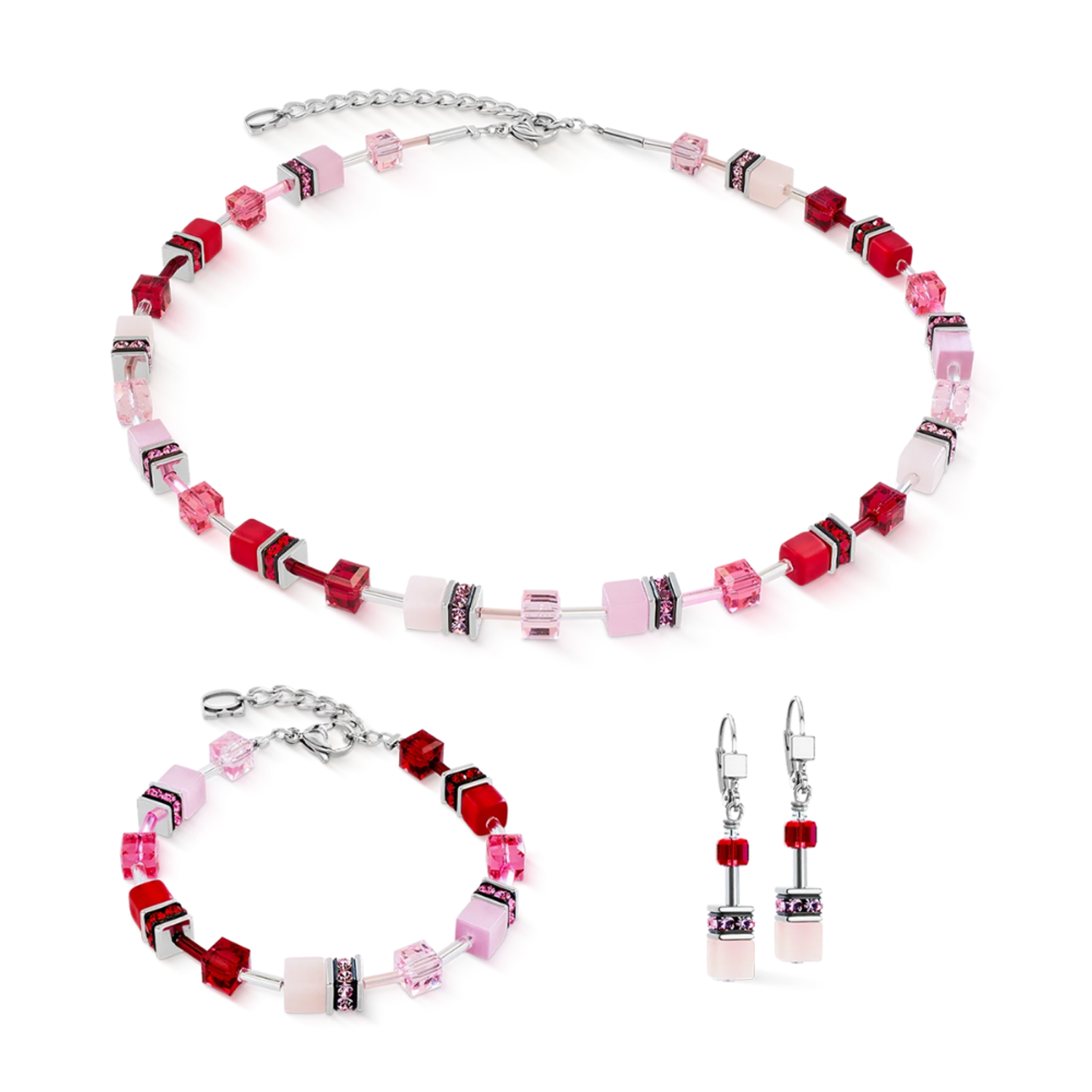 Bransoletka damska Coeur de Lion GeoCUBE® Iconic 2838301903 – czerwona elegancja ze stali chirurgicznej.jpg