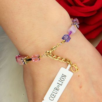 Bransoletka Coeur de Lion GeoCUBE® Frozen Motion 283830-1927 złota – różowe i fioletowe  (3).jpg