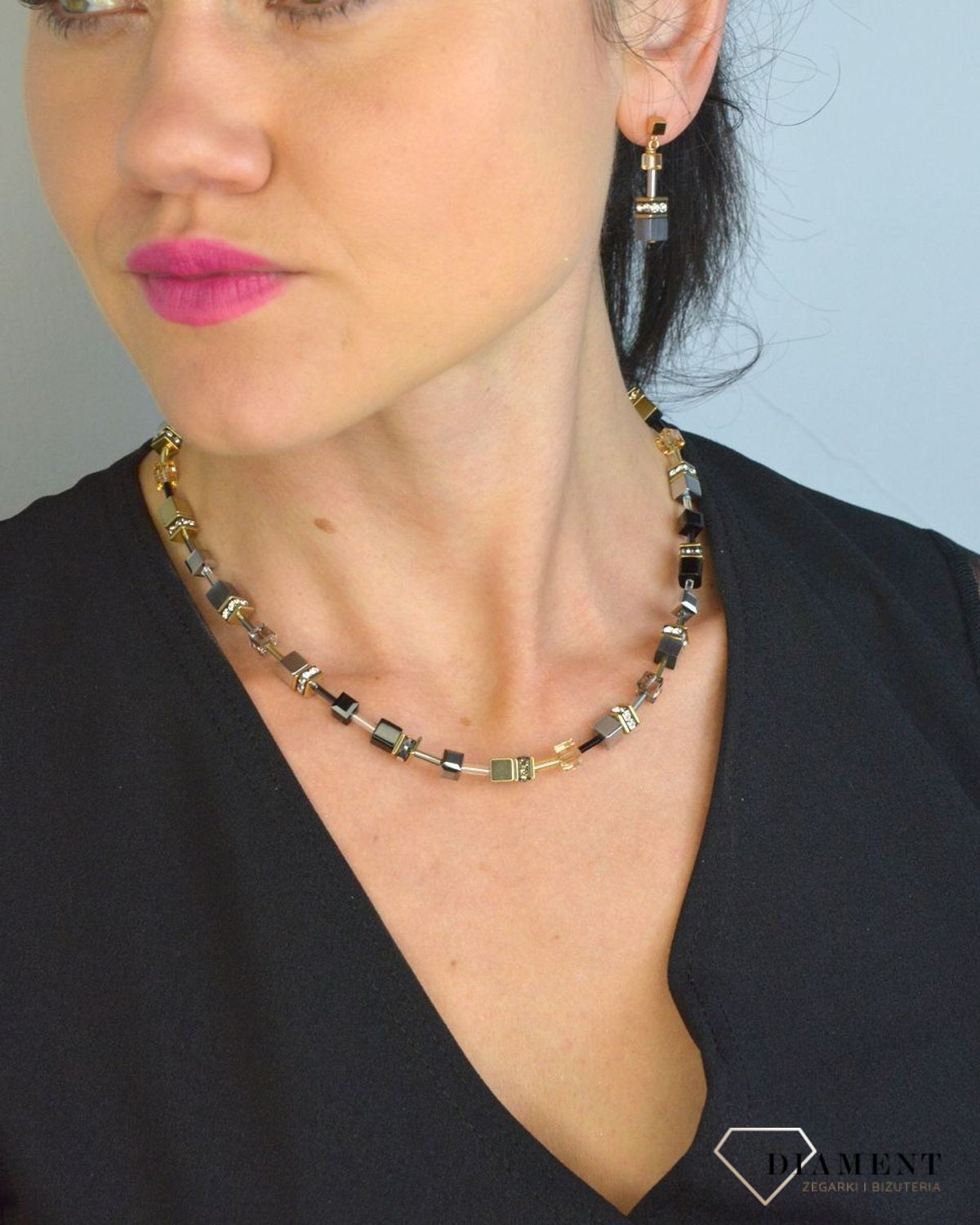 Naszyjnik damski Swarovski Coeur De Lion Złoto Szary 2839101216 (2).jpg