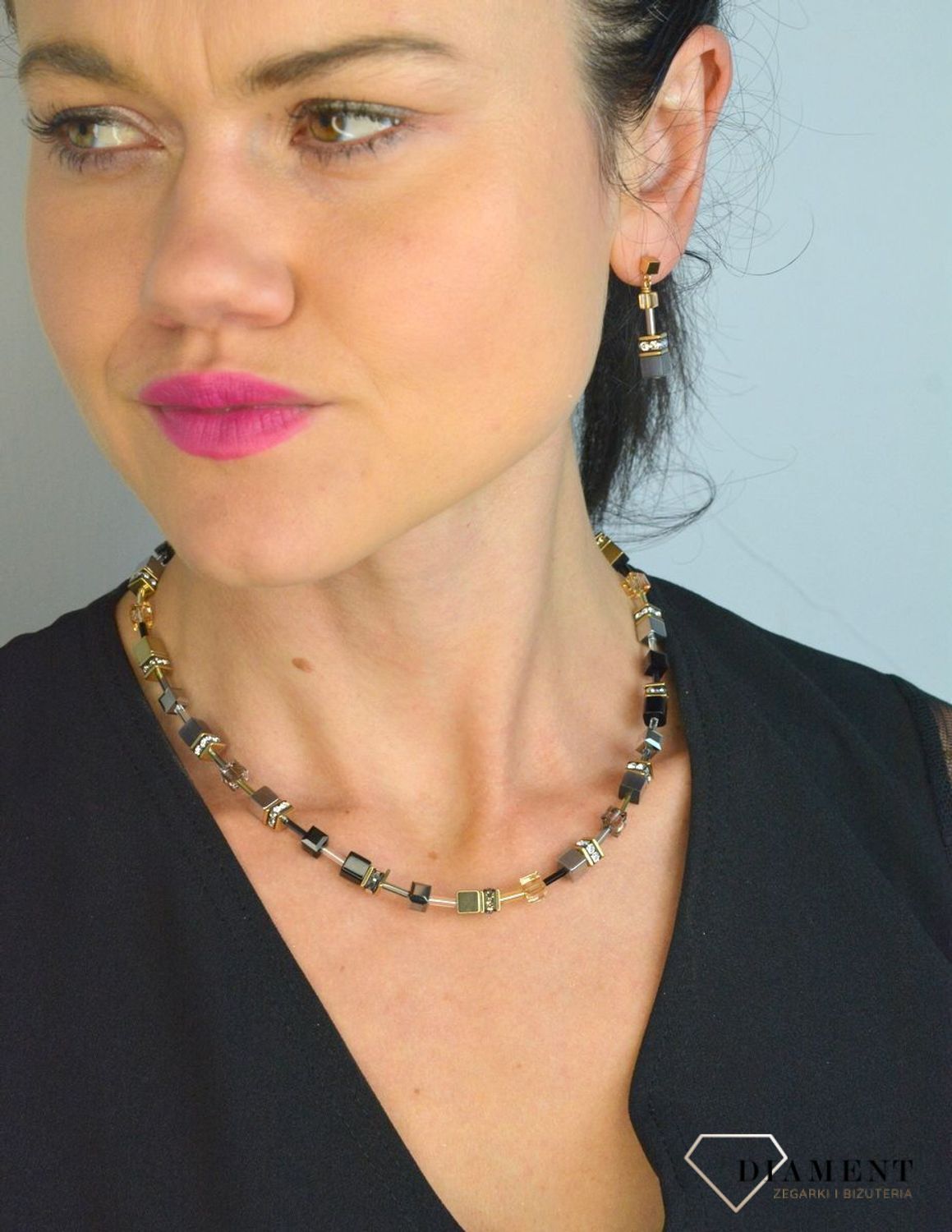 Naszyjnik damski Swarovski Coeur De Lion Złoto Szary 2839101216 (2).jpg