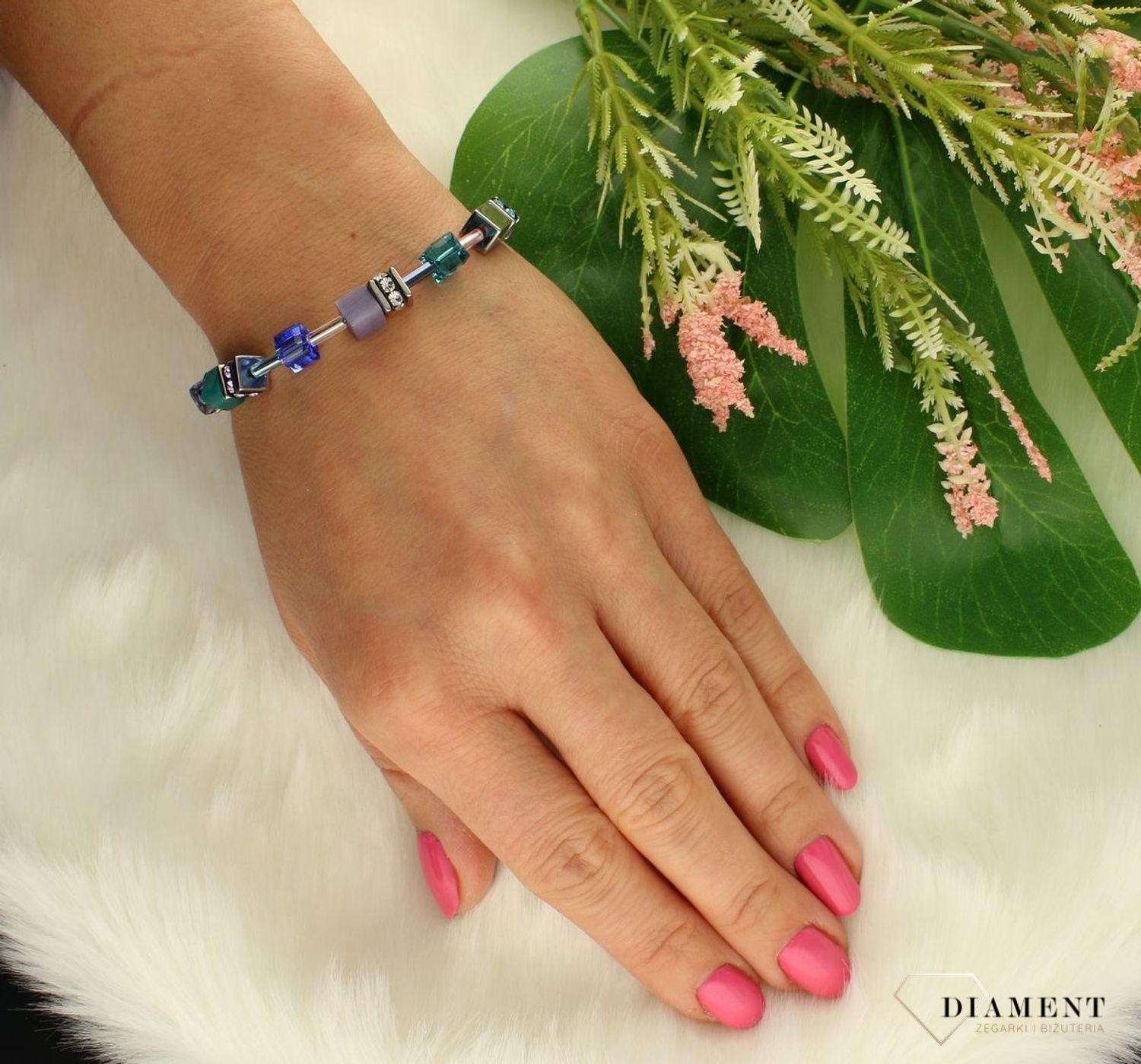 Bransoletka damska Coeur De Lion Turkusowo-Fioletowy Hematyt i Tygrysie oko 2839300608.jpg