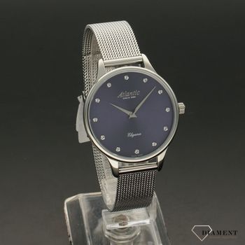 Elegancki zegarek damski z kopertą w kolorze niebieskim, z modnymi indeksami w postaci drobnych cyrkonii. Idealny pomysł na prezent dla kobiety (1).jpg