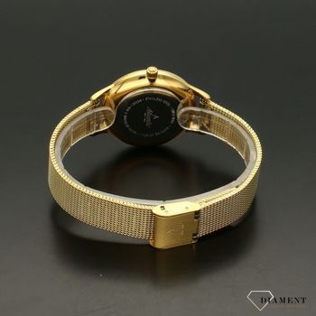 Zegarek damski w kolorze żółtego złota z tarczą w kolorze perłowym. Zegarek damski na bransolecie stalowej w kolorze złotym (4).jpg
