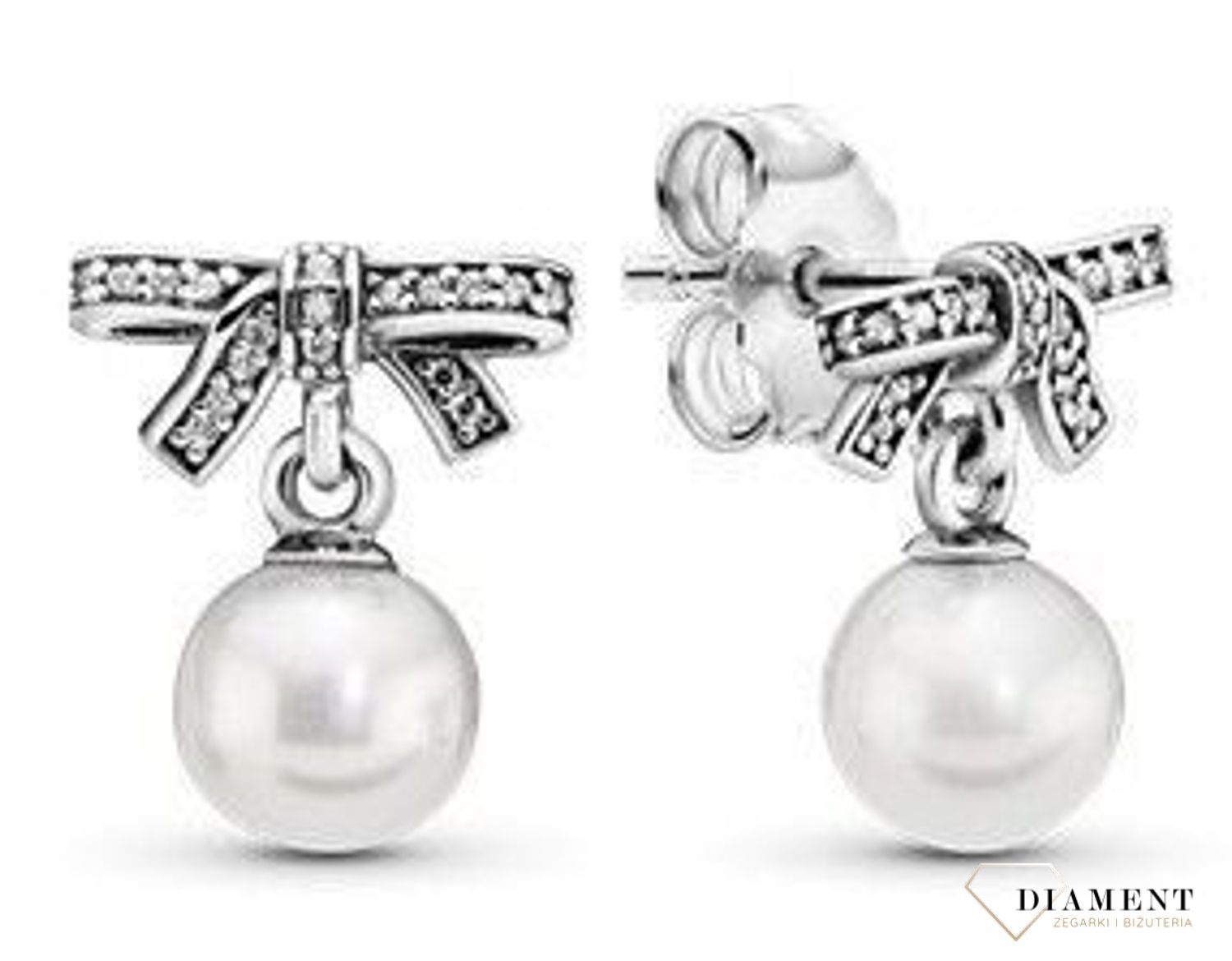 Srebrne kolczyki kokardka z perełką 290596P.jpg