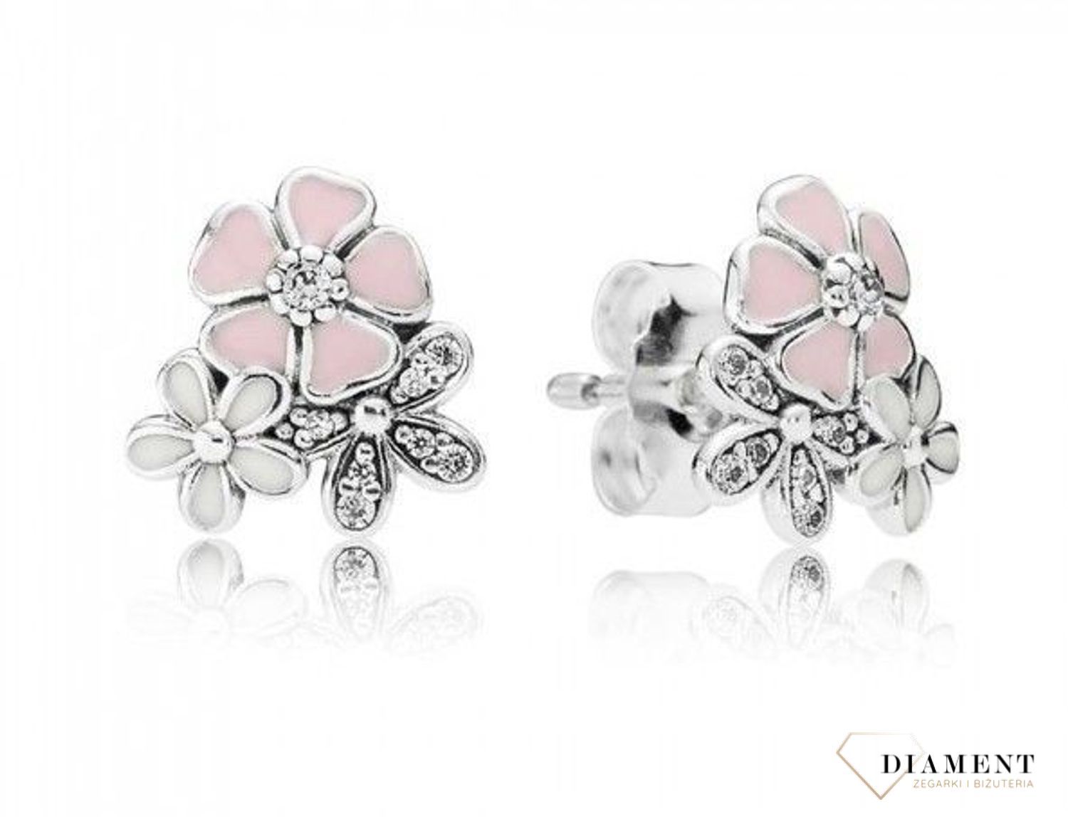 Srebrne kolczyki przy uchu kolorowe kwiatki 290686ENMX.jpg