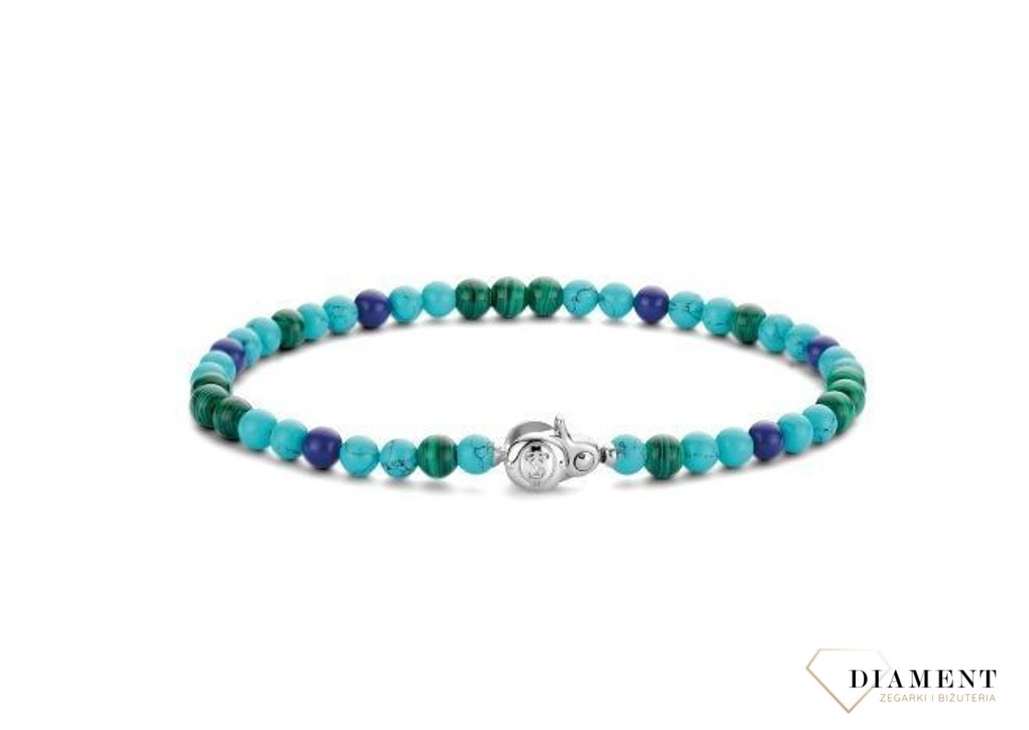 Srebrna bransoletka TI SENTO koraliki turkus, malachit oraz lapis 2908TM (1).jpg