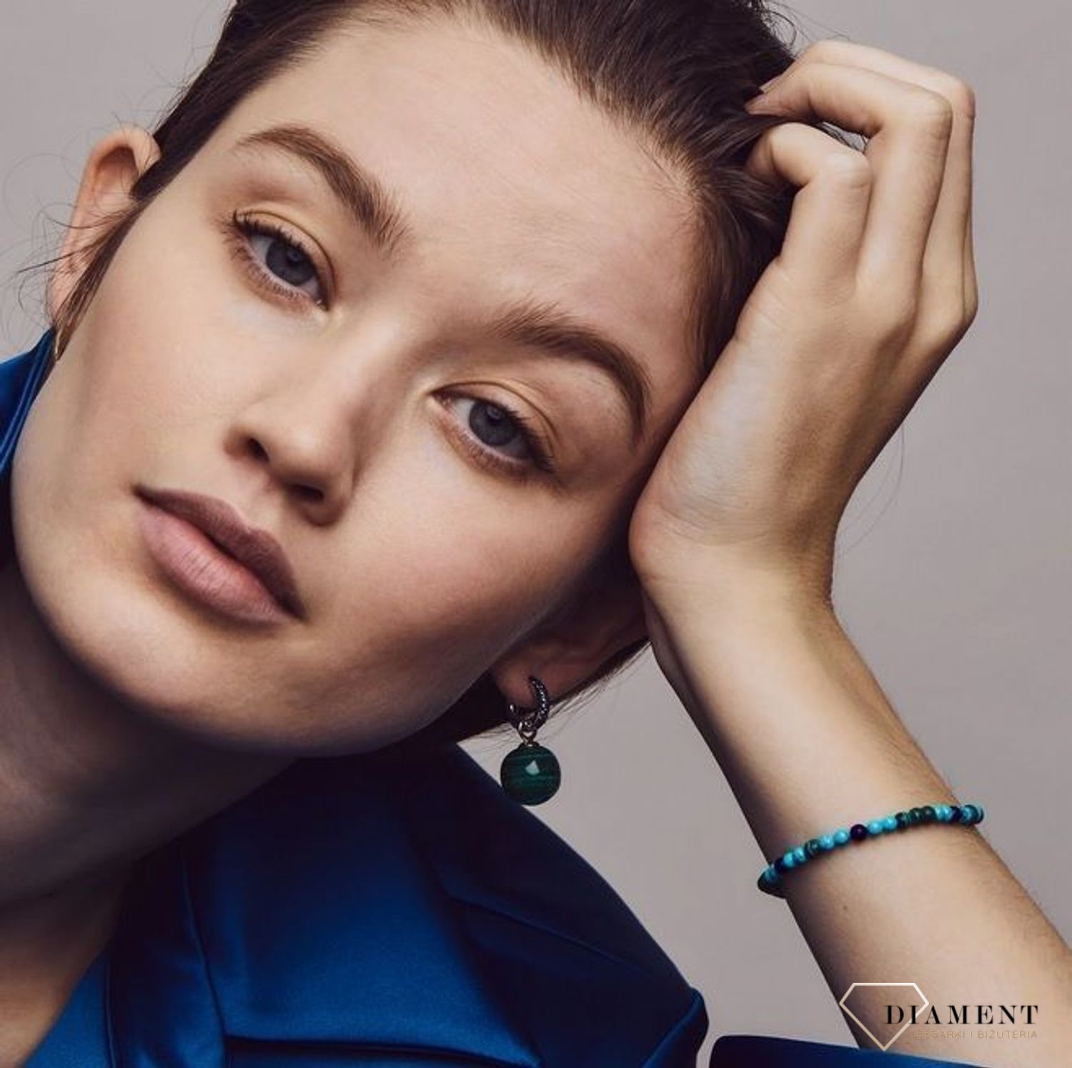 Srebrna bransoletka TI SENTO koraliki turkus, malachit oraz lapis 2908TM (1).jpg