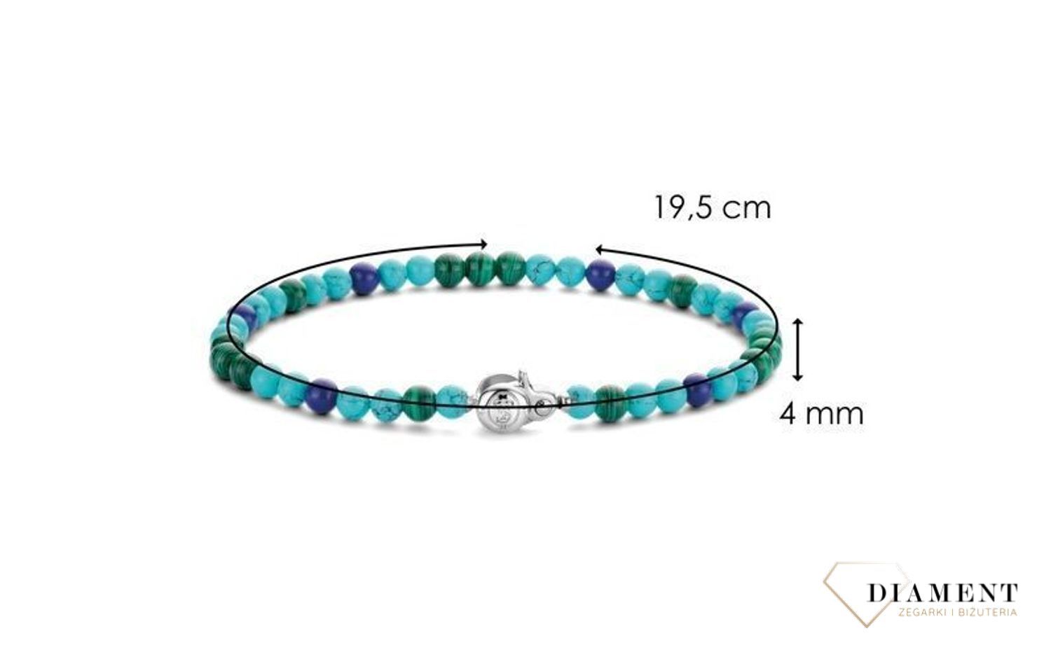 Srebrna bransoletka TI SENTO koraliki turkus, malachit oraz lapis 2908TM (1).jpg