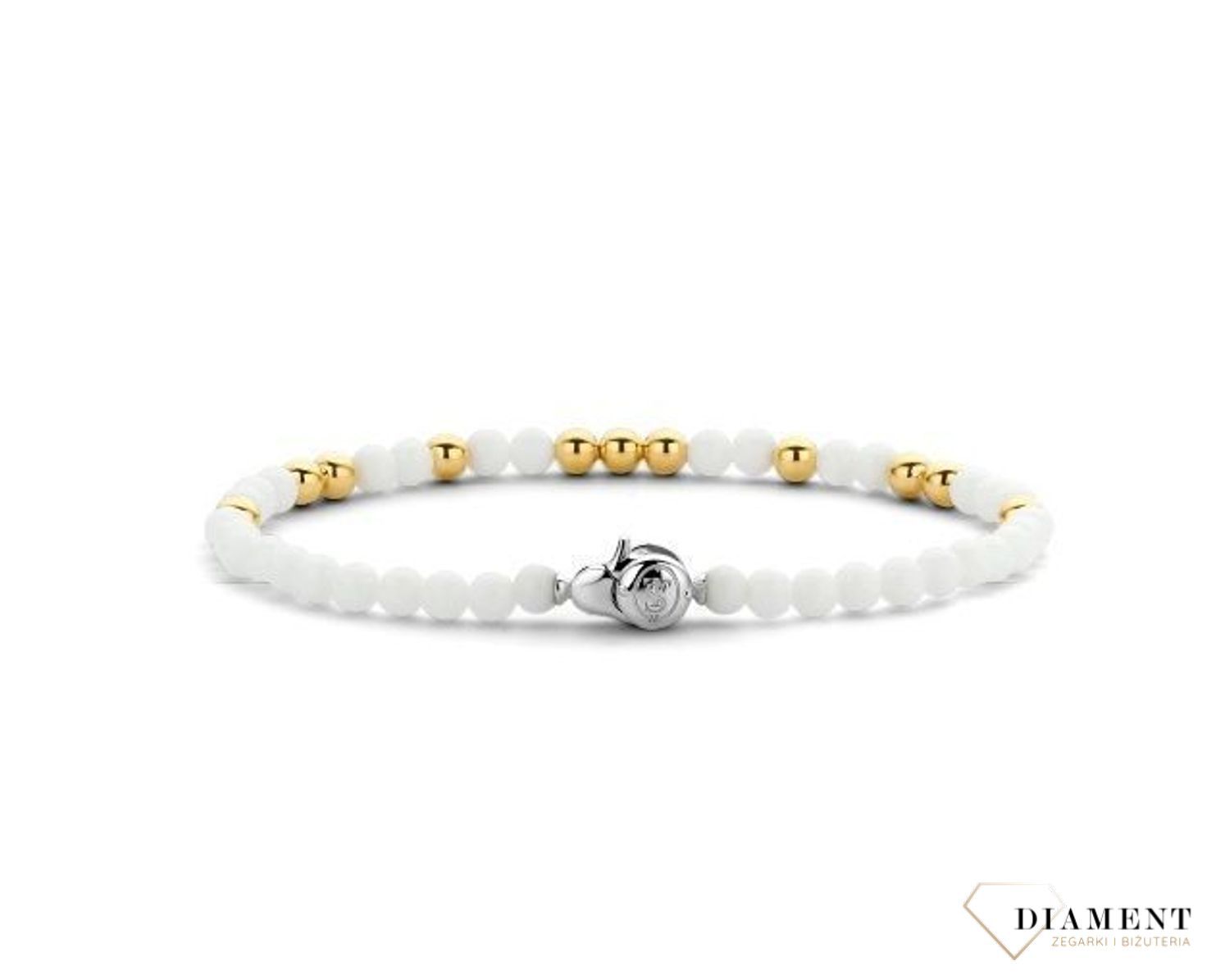 Srebrna bransoletka TI SENTO białe kamienie z pozłacanymi kuleczkami 2908WY (1).jpg