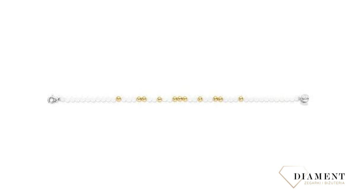 Srebrna bransoletka TI SENTO białe kamienie z pozłacanymi kuleczkami 2908WY (1).jpg