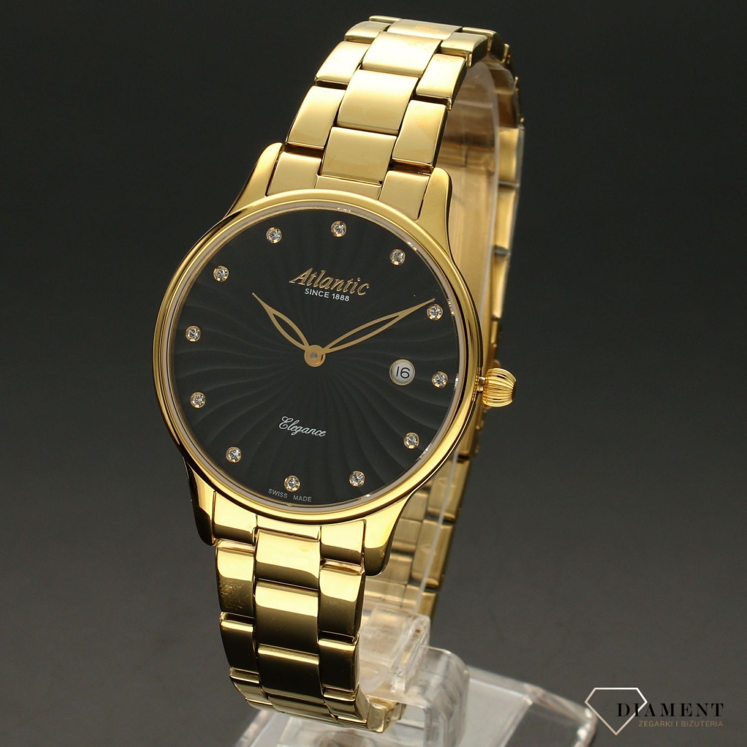 Zegarek damski Atlantic ' Black & Gold ' 29142.45.67MB.jpg