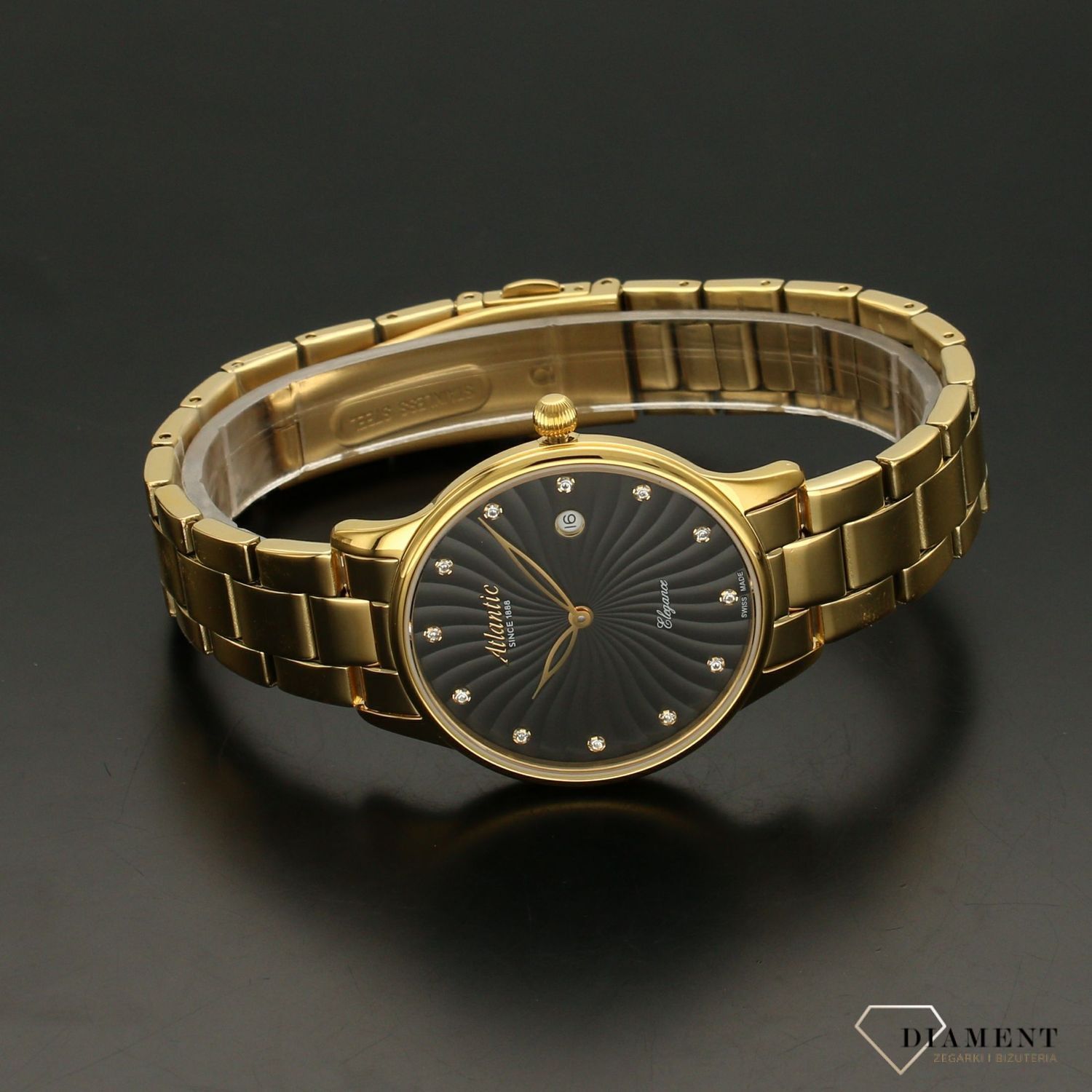 Zegarek damski Atlantic ' Black & Gold ' 29142.45.67MB.jpg