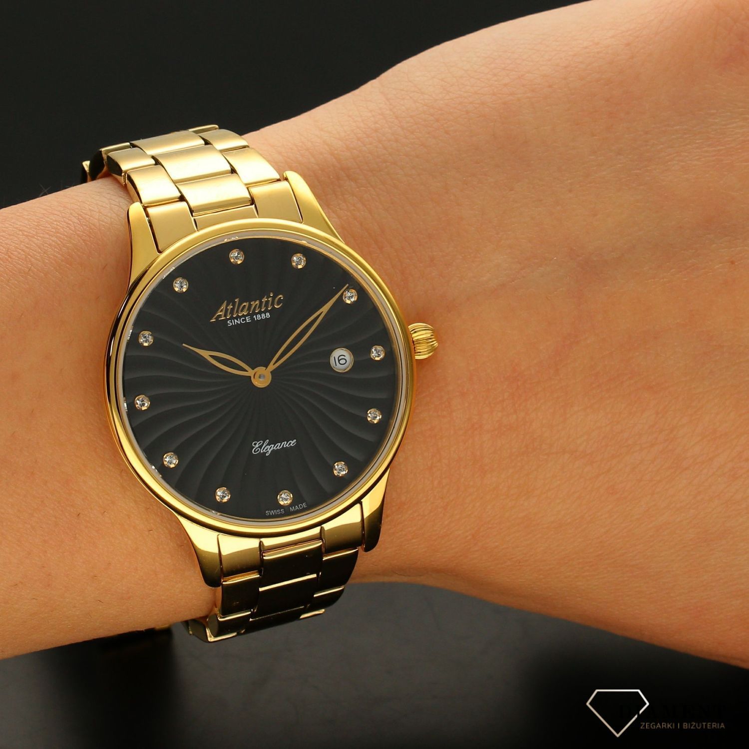 Zegarek damski Atlantic ' Black & Gold ' 29142.45.67MB.jpg