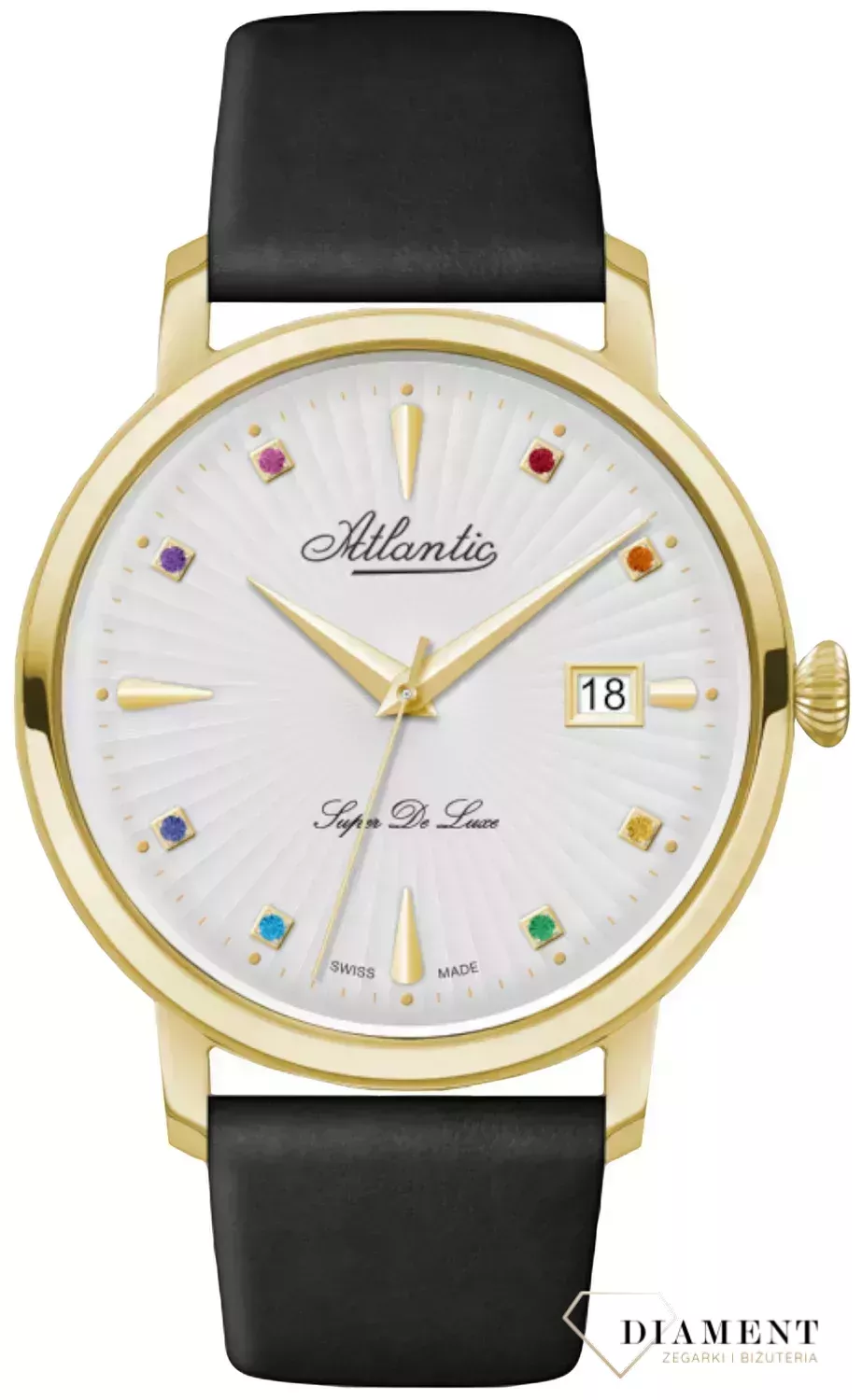 Zegarek damski Atlantic Sealine 29355.45.29LBK wyposażony jest w kwarcowy mechanizm, zasilany za pomocą baterii. Posiada bardzo wysoką dokładność mierzenia czasu +- 10 sekund w przeciągu 30 dni..webp