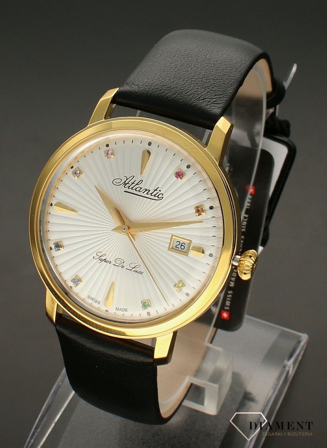 Zegarek damski Atlantic Sealine 29355.45.29LBK wyposażony jest w kwarcowy mechanizm, zasilany za pomocą baterii. Posiada bardzo wysoką dokładność mierzenia czasu +- 10 sekund w przeciągu 30 dni..webp