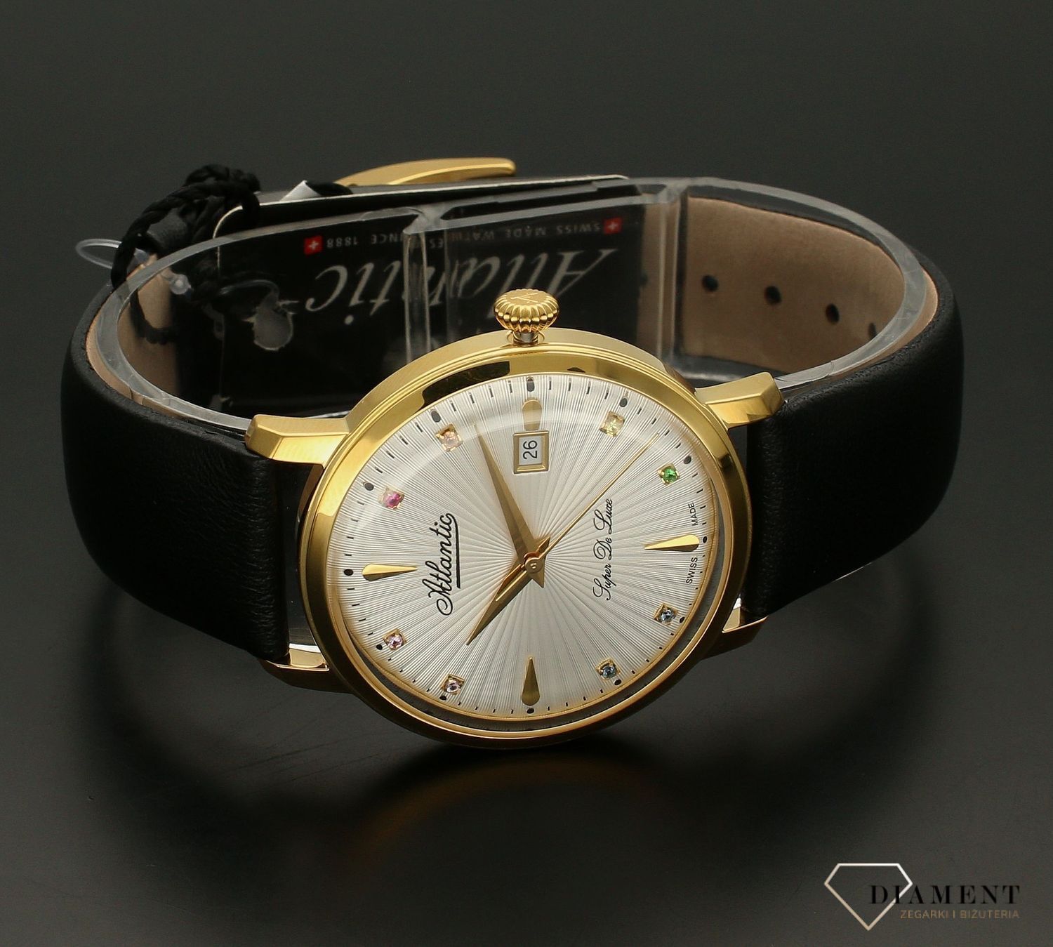 Zegarek damski Atlantic Sealine 29355.45.29LBK wyposażony jest w kwarcowy mechanizm, zasilany za pomocą baterii. Posiada bardzo wysoką dokładność mierzenia czasu +- 10 sekund w przeciągu 30 dni..webp