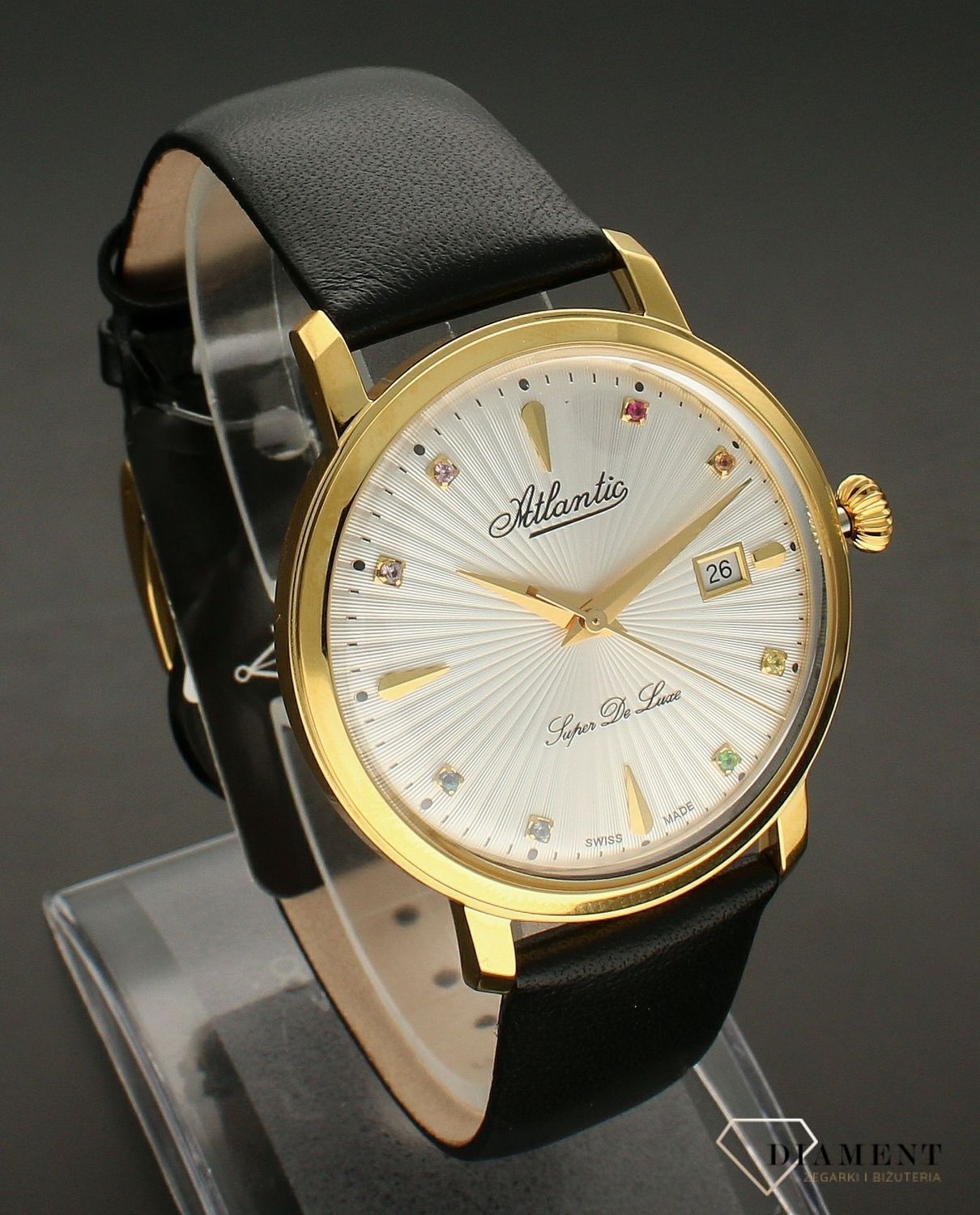 Zegarek damski Atlantic Sealine 29355.45.29LBK wyposażony jest w kwarcowy mechanizm, zasilany za pomocą baterii. Posiada bardzo wysoką dokładność mierzenia czasu +- 10 sekund w przeciągu 30 dni..webp