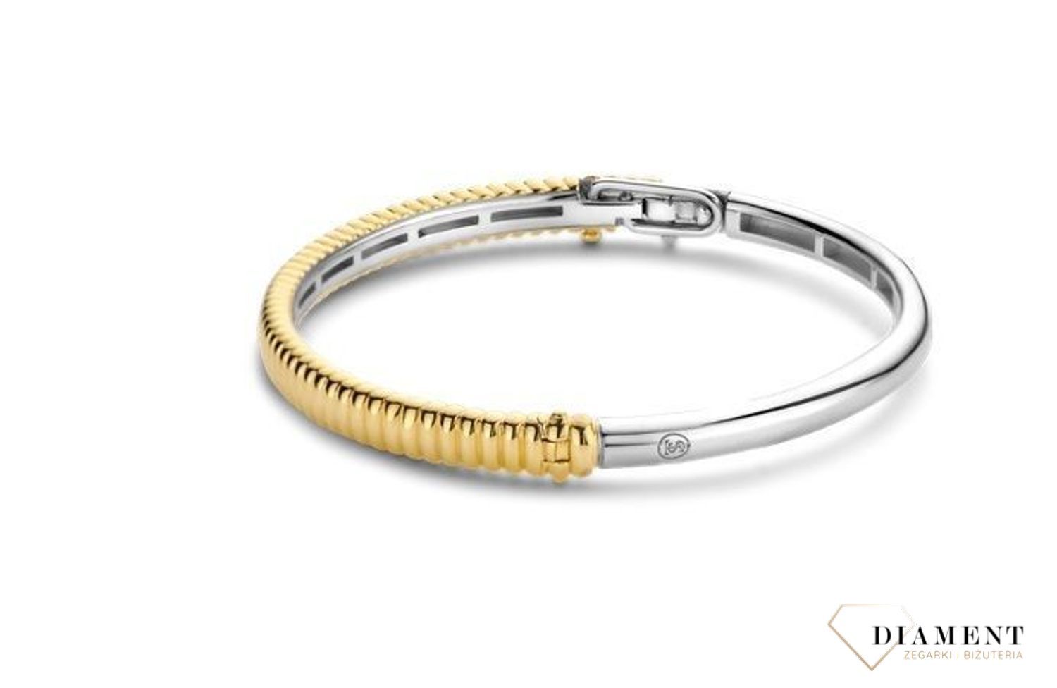 Bransoletka damska sztywna TI SENTO pozłacana 2956SY. Efektowna bransoletka w kolorze złota oraz srebra. Srebrna  (2).jpg