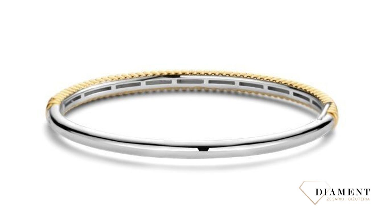 Bransoletka damska sztywna TI SENTO pozłacana 2956SY. Efektowna bransoletka w kolorze złota oraz srebra. Srebrna  (2).jpg