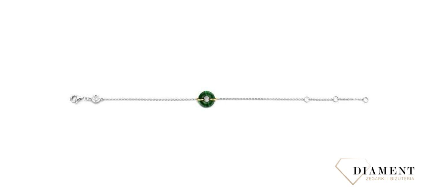 Srebrna bransoletka TI SENTO z malachitem 2968MA. Srebrna bransoletka damski składa się z delikatnego łańcuszka ozdobionego (2).jpg