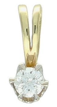 Złota zawieszka 585 z diamentem Zawieszka z jednym brylantami wielkości 0,13 ct, czystości SI oraz barwie H-I. Żółte złoto i diamenty to ponadczasowe połączenie, które nie przestaje 1 (2).jpg