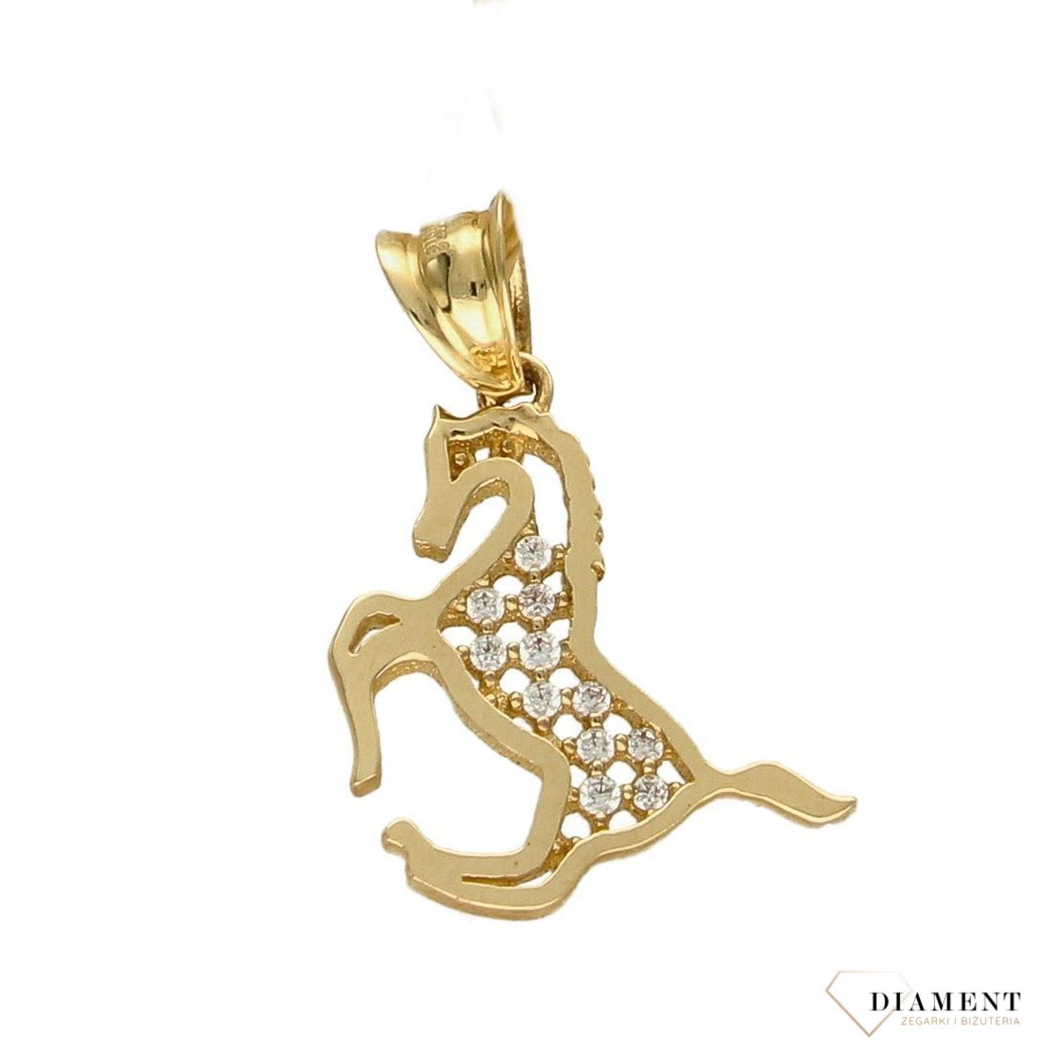Złota zawieszka 585 konik z cyrkoniami 3000094209881.jpg
