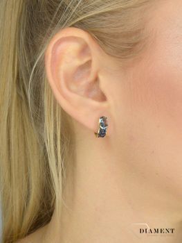 Złote kolczyki DIAMENT 585 diament topaz oraz szafir 3000101075577 (11747) 💎 Złote kolczyki wykonane z najwyższej jakości złota próby 585 .JPG