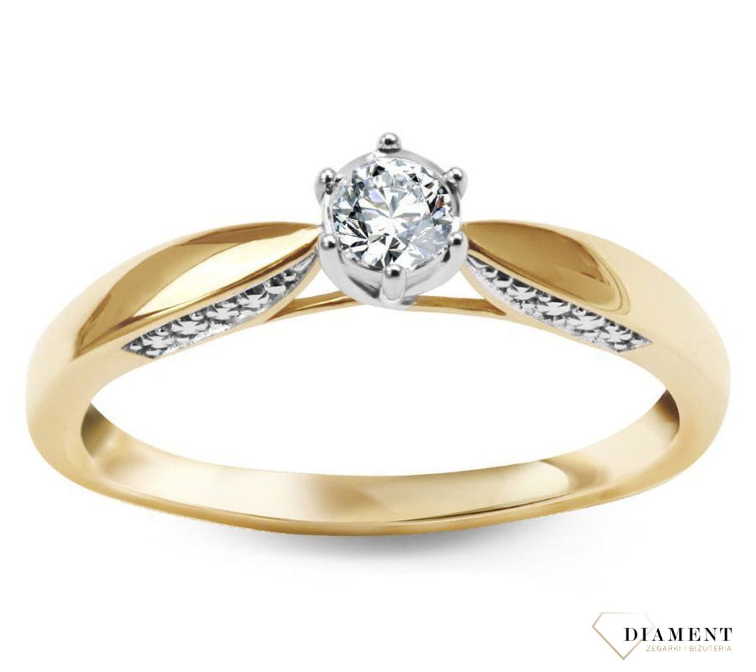 Pierścionek złoty DIAMENT żółte złoto, diament, klasyczny ze zdobieniem 3000112334083. Złoto i brylanty to wyjątkowe połączenie, które kobiety wprost uwielbiają..jpg