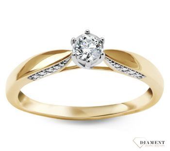 Pierścionek złoty DIAMENT żółte złoto, diament, klasyczny ze zdobieniem 3000112334083. Złoto i brylanty to wyjątkowe połączenie, które kobiety wprost uwielbiają..jpg