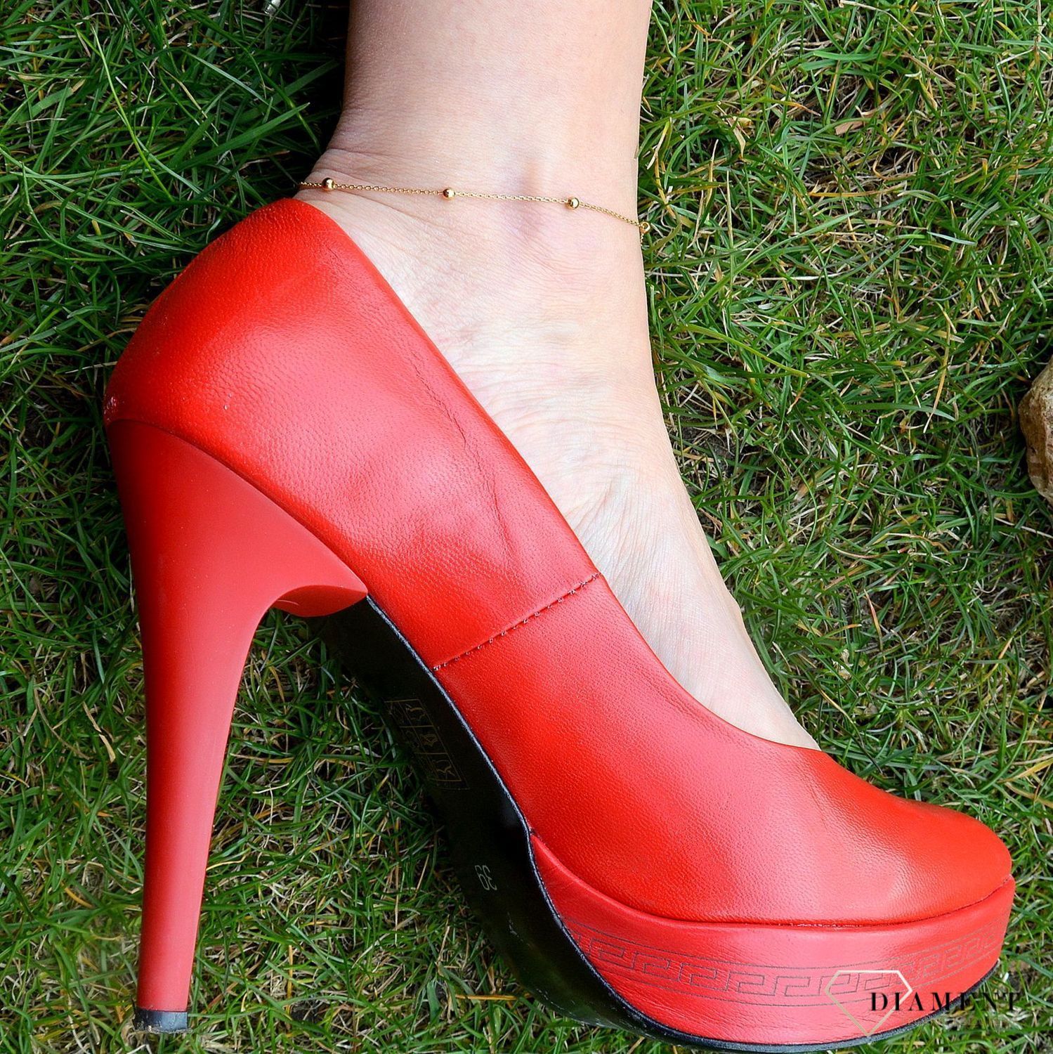 Złota bransoleta próby 333 na nogę z kuleczkami 3000131236559.jpg