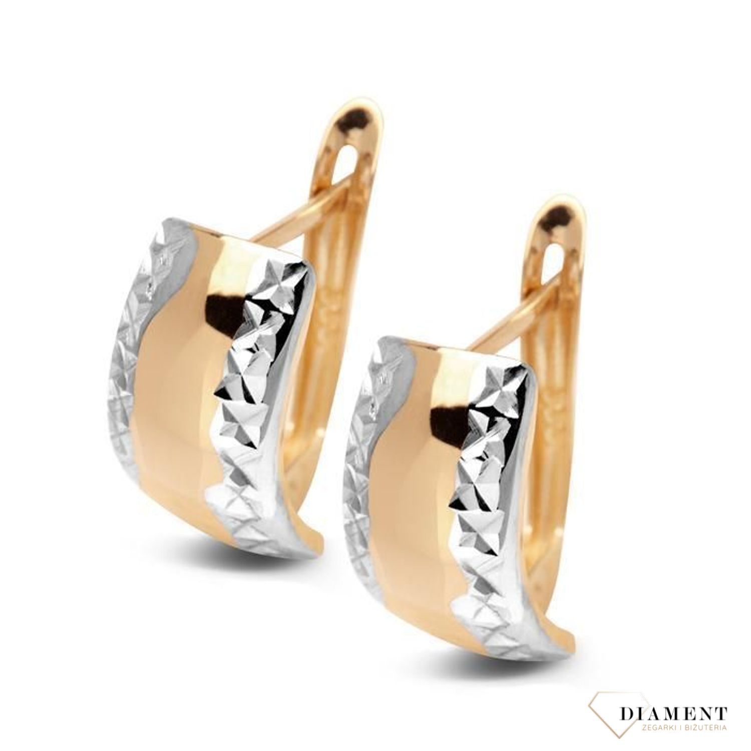 Złote kolczyki z zapięciem typu bigiel angielski to wyjątkowa biżuteria nadająca się na wieczorowe wyjścia, jak i podczas codziennego użytkowania..jpg