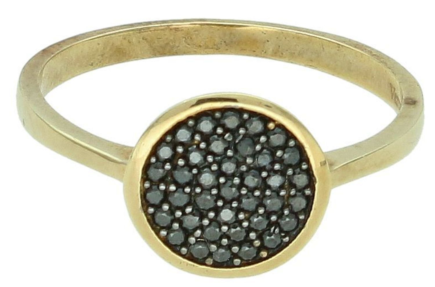 Złoty pierścionek damski 333 Koło z czarnych cyrkonii. Złoty pierścionek wysadzany czarnymi cyrkoniami. Piękny pierścionek wykonany z wysokiej jakości złota próby 333. 1.jpg