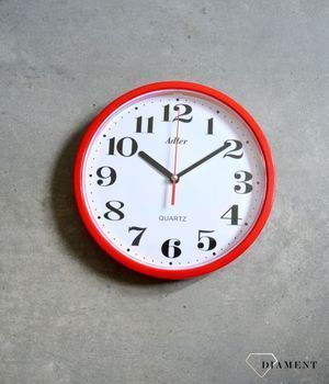 Zegar ścienny niebieski 20 cm Adler 30019 czerwony. Zegary ścienne małe 20 cm. Zegar na ścianę mały czerwony (1).JPG