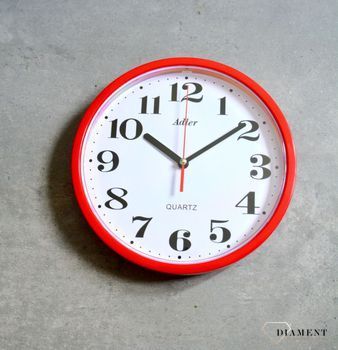 Zegar ścienny niebieski 20 cm Adler 30019 czerwony. Zegary ścienne małe 20 cm. Zegar na ścianę mały czerwony (2).JPG