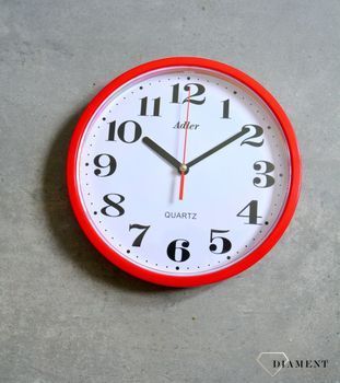 Zegar ścienny niebieski 20 cm Adler 30019 czerwony. Zegary ścienne małe 20 cm. Zegar na ścianę mały czerwony (3).JPG