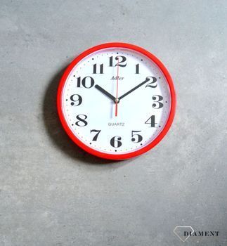 Zegar ścienny niebieski 20 cm Adler 30019 czerwony. Zegary ścienne małe 20 cm. Zegar na ścianę mały czerwony (4).JPG