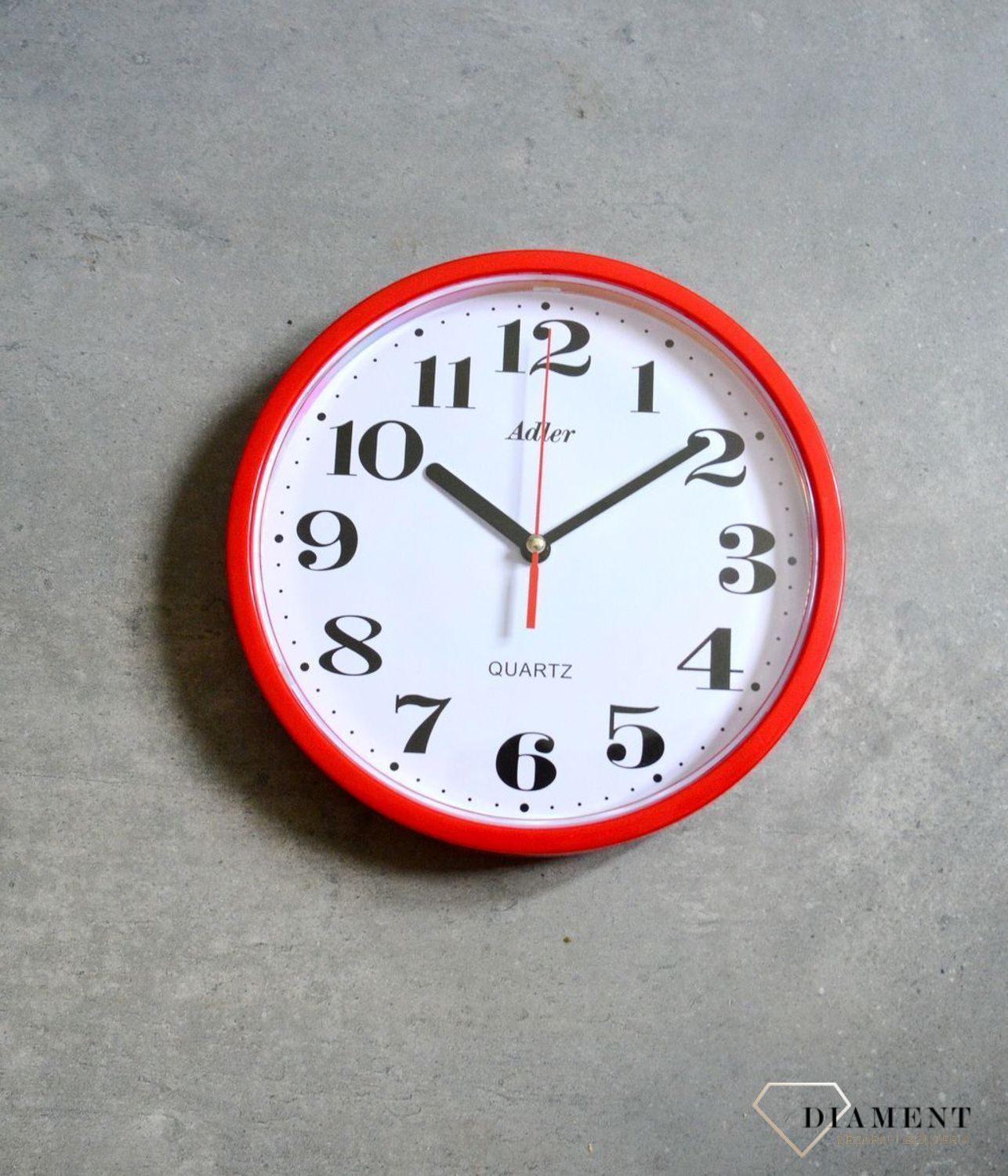 Zegar ścienny niebieski 20 cm Adler 30019 czerwony. Zegary ścienne małe 20 cm. Zegar na ścianę mały czerwony (2).JPG
