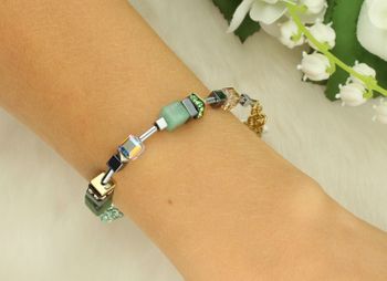 Bransoletka damska Coeur De Lion GeoCUBE® Precious Motion Forest Light 301730-0500 złota z nefrytem, awenturynem, kwarcem i kryształami Swarovski®. Ręcznie wykonana (3).jpg