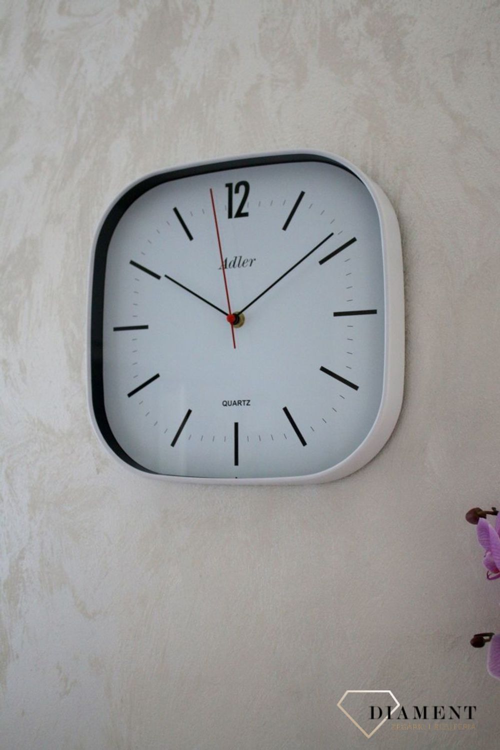 Zegar ścienny Adler kwadrat Biały 30175 (5).JPG