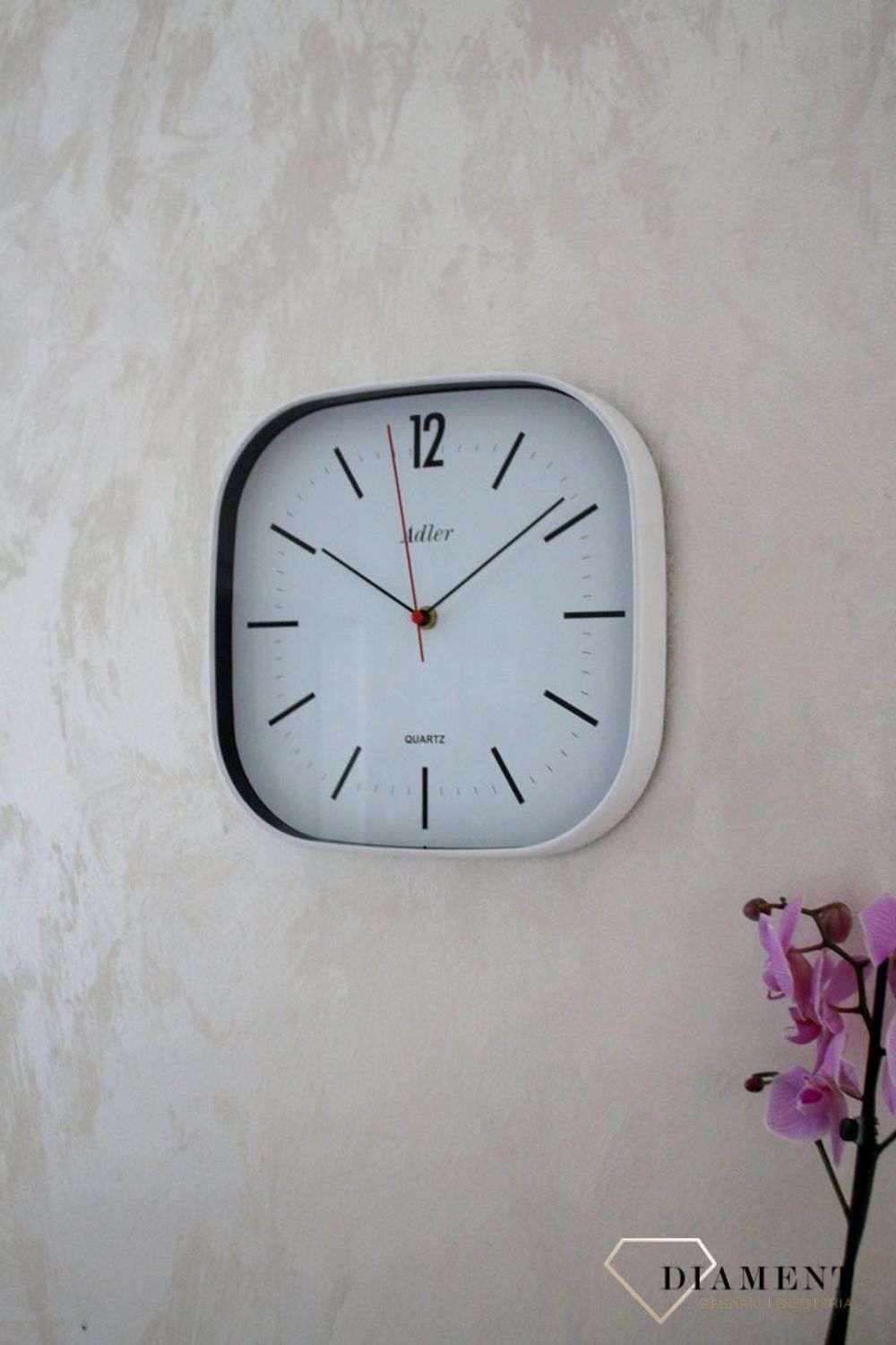 Zegar ścienny Adler kwadrat Biały 30175 (5).JPG