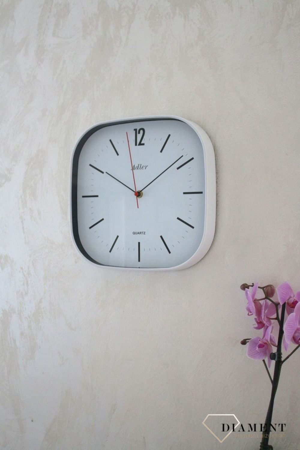 Zegar ścienny Adler kwadrat Biały 30175 (5).JPG
