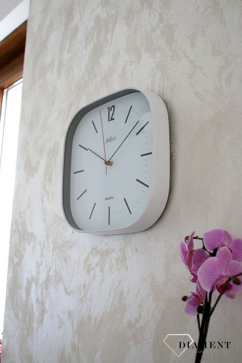 Zegar ścienny Adler kwadrat Biały 30175 (5).JPG