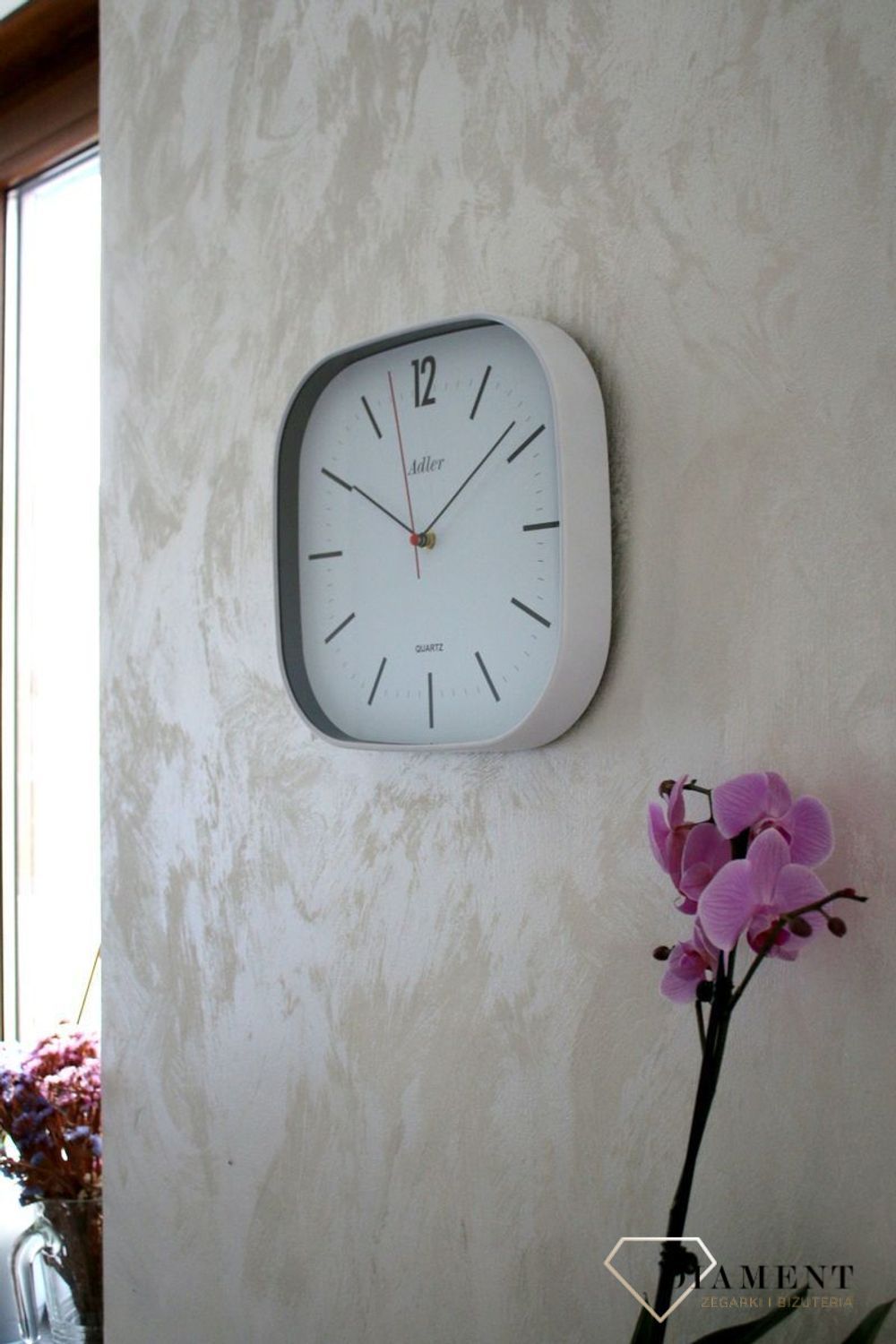 Zegar ścienny Adler kwadrat Biały 30175 (5).JPG