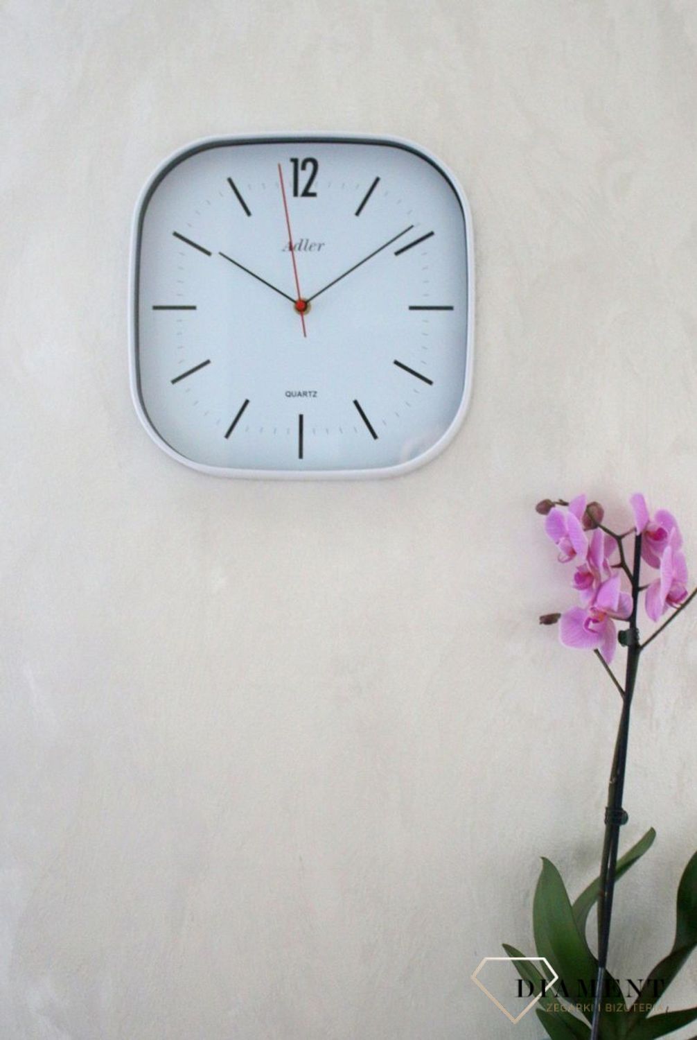 Zegar ścienny Adler kwadrat Biały 30175 (5).JPG