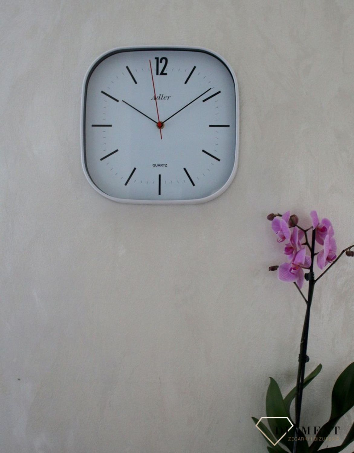 Zegar ścienny Adler kwadrat Biały 30175 (5).JPG
