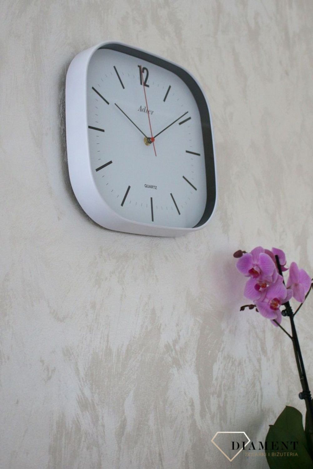 Zegar ścienny Adler kwadrat Biały 30175 (5).JPG